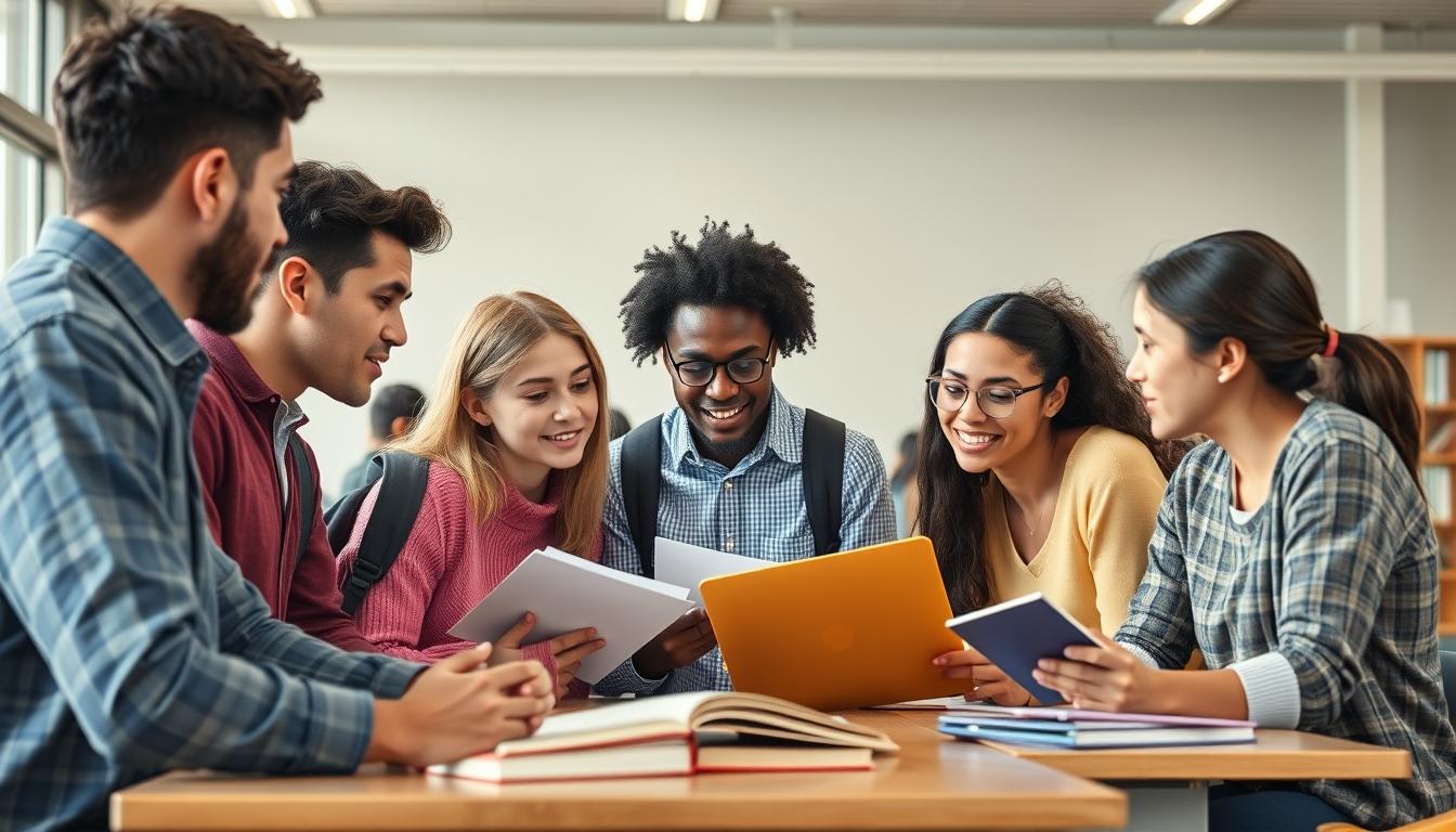 Students collaborating in study space